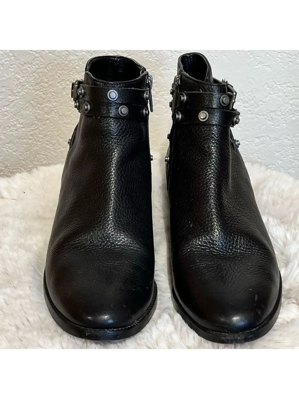 Halogen studded black leather ankle boots bootie 8